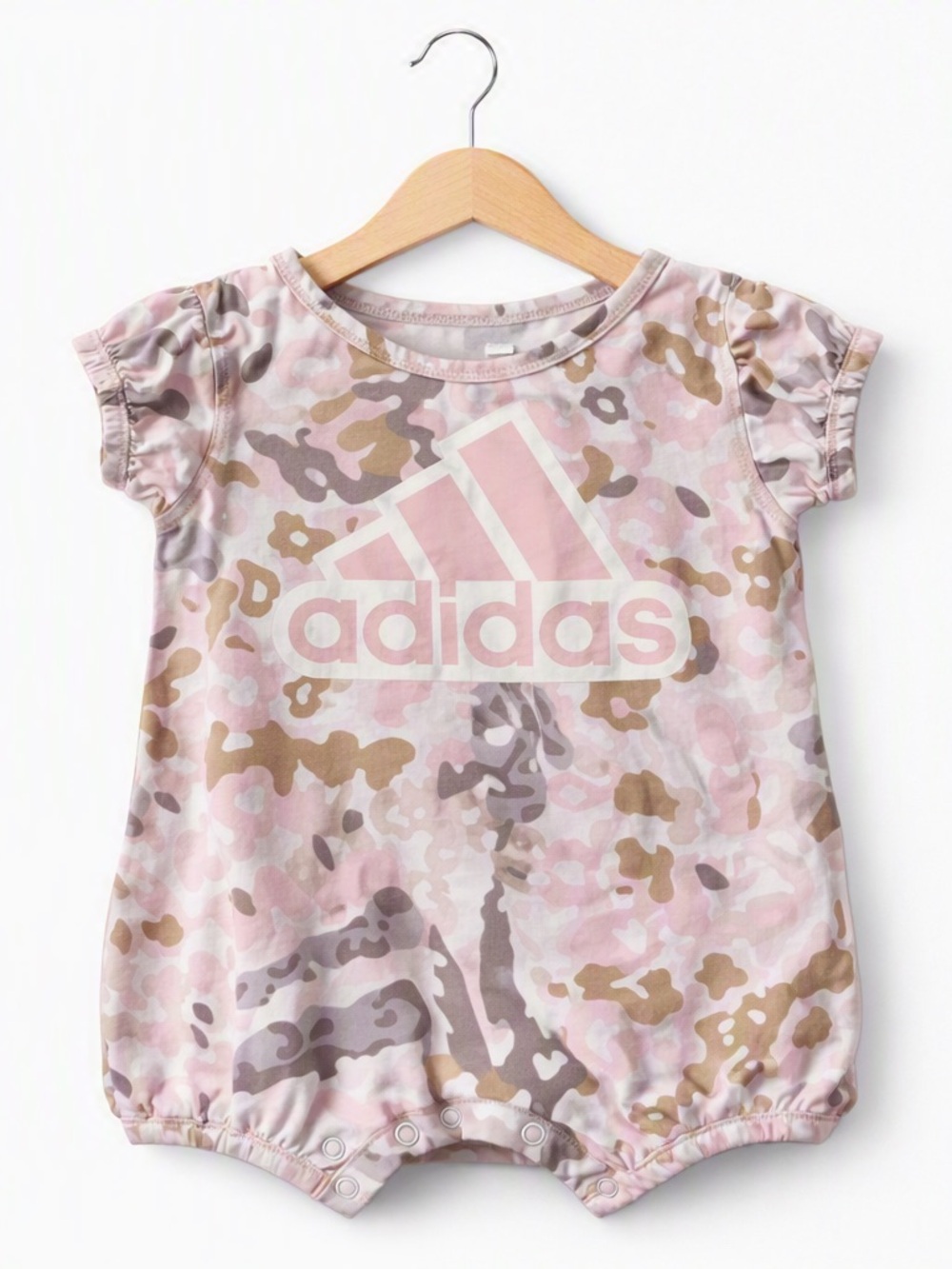 10/$15 adidas Pink, Tan & Gray Camo Baby One-Piece Bubble Romper